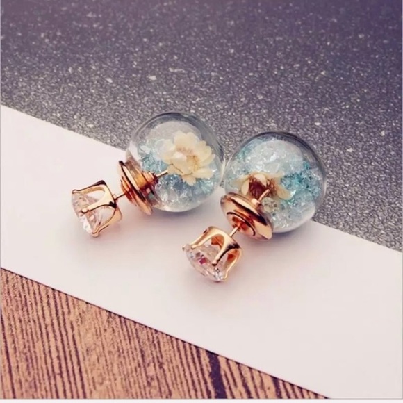 NEW!💙💎GLASS BALLS! FLOWERS!💎💙SPARKLE! EARRINGS - Picture 4 of 5